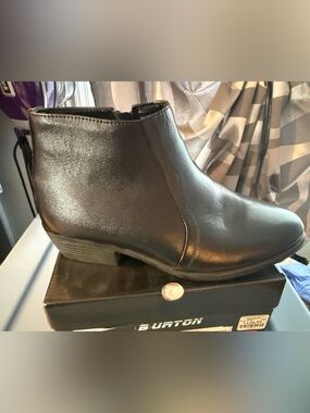 Burton Black Leather Slip-On Ankle Bootie